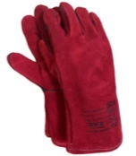 Краги сварщика, р-р 14, спилковые 5-ти палые с подкладкой, красные, BVB