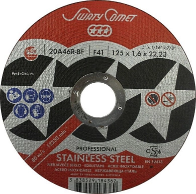 Круг отрезной 125х1.6х22.23 мм для металла и нерж. стали (375076) SWATYCOMET