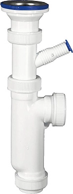 Сифон ЗУБР "МАСТЕР" колбовый для моек и раковин, выпуск - нержавеющая чашка, отвод для стиральной ма