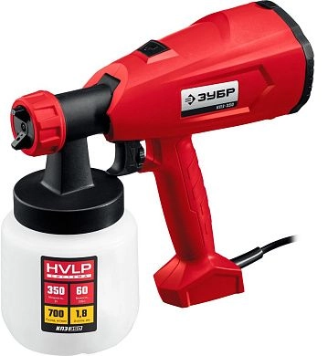 Краскопульт (краскораспылитель) элект., HVLP, 0.8л, 0-700мл/мин, сопло 1.8мм, 350 Вт (КПЭ-350) ЗУБР