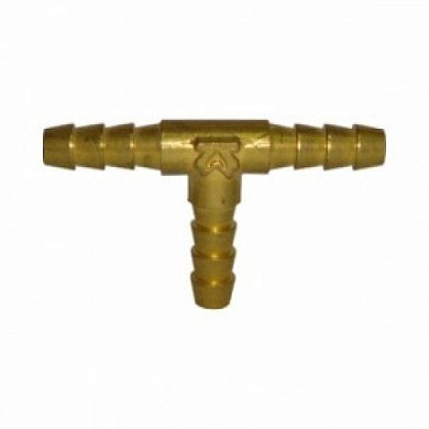 Штуцер пневматический T-образный "елочка" 8мм (латунь) (B1274A-8) H-D