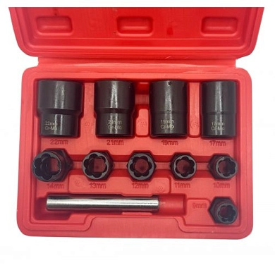 Головки под сорванные грани 9-22мм. 3/8, 1/2" (набор 11пр.) 42CrMo (HD-06040) H-D