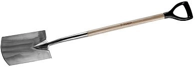 Лопата штыковая прямоугольная из нерж. стали, дерев. черенок, с рук. "Профессионал" (4-39417) ЗУБР