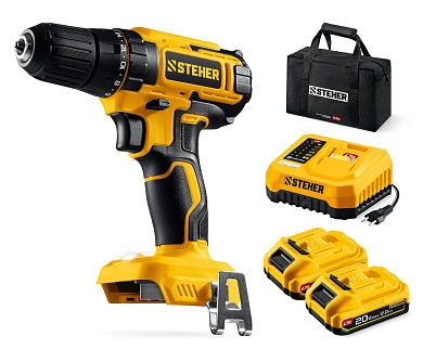 Дрель-шуруповерт, 20 В, 40Нм, 2 АКБ LMS (CD-40-22) STEHER