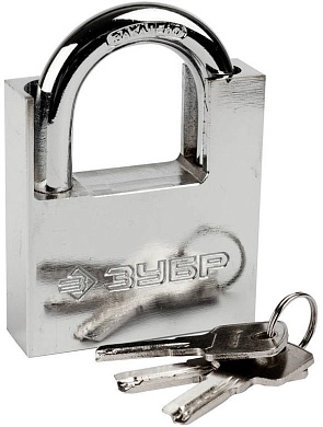 Замок ЗУБР "ЭКСПЕРТ" навесной, стальной корпус, закаленная дужка, с дополнительной защитой, 70мм