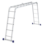 Лестница-трансформер алюм. шарнирная, 2х4+2х5 ступ, 5220мм, слож.1500х340х280мм, (97884) СИБРТЕХ