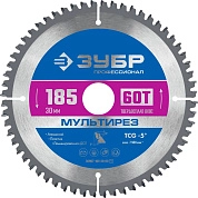 Диск по алюминию пильный 60Т, 185х30мм, Мультирез, Профессионал (36907-185-30-60_z01) ЗУБР