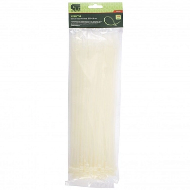 Хомут 4.8х300мм нейлон, белый, 100шт. (45536) Сибртех