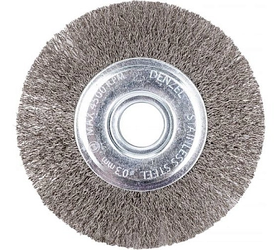 Щетка дисковая, витая нержавеющ. пров. 0,3мм, 125х22.2мм (746563) DENZEL