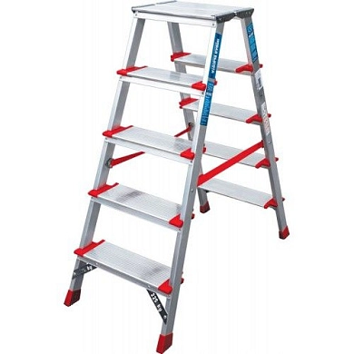 Лестница-стремянка алюм. индустр. двухстор. с рифл.ступ. NV5120 (5 ступ. 110см 6кг) Новая высота