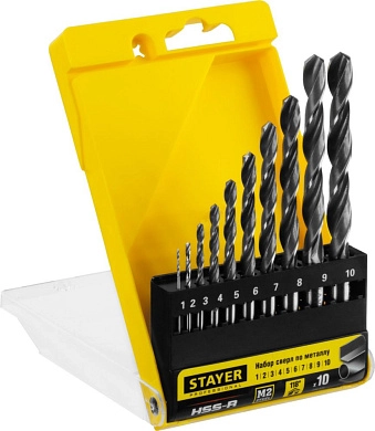 Набор сверл по металлу 1.0-10.0 мм, HSS-R, 10шт., класс В "Professional" (29602-H10_z01) STAYER