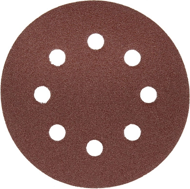 Круг шлифовальный д=125 мм, 8 отв., зерно 80, велкро осн., 5 шт. "Мастер" (35562-125-080) ЗУБР