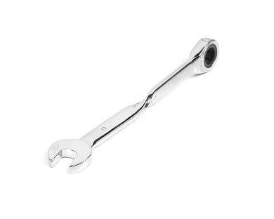 Ключ комбинированный с трещ., удлиненный, 11х11мм, с изог/рук., хром.покр. (121237) HORTZ
