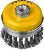 Щетка чашечная усиленная (коса) 80ммхМ14, стальн. пров. 0,5мм "PROFESSIONAL" (35137-080) STAYER