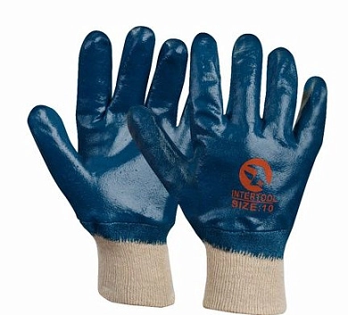 Перчатки нитриловые полный облив (манжет/трикотаж, р-р 10-11) от мин. рисков