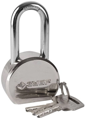 Замок "ЭКСПЕРТ" навесной, стальной корпус, удлиненная закаленная дужка, 55мм (37272-55) ЗУБР