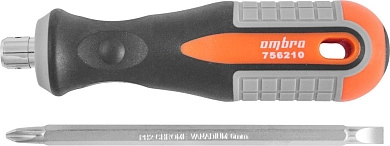 Отвертка 2 в 1, с двусторонним стержнем, ROUND GRIP, РН2,SL6x100мм (756210) Ombra