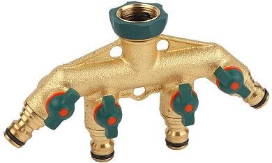 Распределитель "Profi-Plus" четырехканальный (резьба внешняя-соединитель), RACO 4244-55134D, латунны