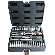 Набор головок с трещоткой, битами и удлинителями 1/4" 3.5-14мм, 38пр., CrV (HD-14471) H-D