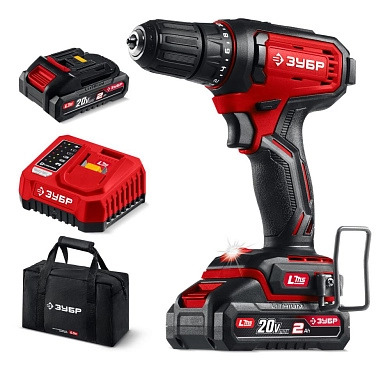 Дрель-шуруповерт аккум. ДШ-40-22 (LMS) (20.0 В, 2 акк. х 2 А/h Li-Ion, 40 Нм, сум.) ЗУБР