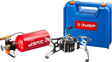 Горелка туристическая мультитопливная, бензин или газ, в кейсе "ЭКСПЕРТ" (68202) ЗУБР