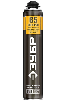 Пена монтажная мелкопористая с увелич. выходом, всесезонная, 850мл, SVS, GOLD PRO 65 (41157) ЗУБР