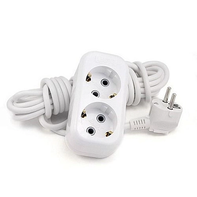 Удлинитель сетевой 2 гнезда с з/к, 16А, ПВС 3*1.5 5 метров LUXAR