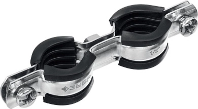 Хомут трубный двойной, 1/2, 8шт, оцинкованный (37890-20-24) ЗУБР