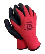 Перчатки из красного полиэстра с вспенен. черн. покрытием, 13 кл, р-р 9.