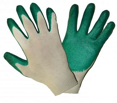 Перчатки трикотажные х/б 10 класс с латексным покрытием (одинарный облив)