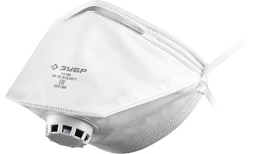 Полумаска фильтрующая, с клапаном выдоха,плоская,класс защиты FFP1 (11166_z01) ЗУБР