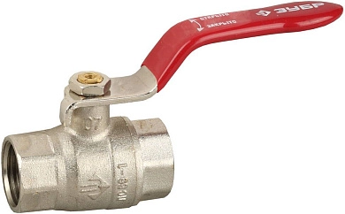 Кран шаровой 3/4" полнопроходной "мама-мама", ручка, никелированная латунь (51350-N-3/4) ЗУБР