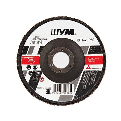 Круг лепестковый 125х22.23 мм для металла, А60, тип КЛТ2 "ШУМ"
