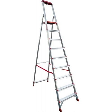 Лестница-стремянка алюм. проф. с лотком органайзером NV3150 (10 ступ. 213/292см, 8.3кг) Новая высота
