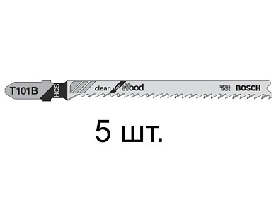 Пилка для лобзика T 101 B Clean for Wood (в упаковке 5шт.), (2.608.630.030) BOSCH