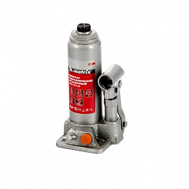 Домкрат гидравлический бутылочный, 2т, h подъема 181–345мм (50761) MATRIX