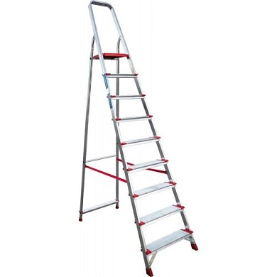 Лестница-стремянка алюм. индустриальная с рифл. ступ. NV5110 (9 ступ. 191/266см 8.7кг) Новая высота