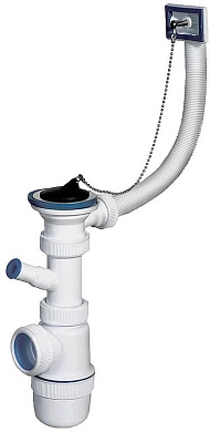 Сифон ЗУБР "ЭКСПЕРТ" колбовый для моек и раковин, выпуск - нержавеющая чашка, перелив, отвод для сти