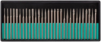 Шарошки, усиленная сталь с алмазным напылением, штифт диам. 3 мм, 30 шт. (F_36486) FIT