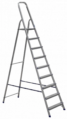 Лестница-стремянка алюм. одностор. бытовая АМ (9 ступ. 187/267см, 7.5кг) АЛЮМЕТ