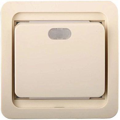 Выключатель "ГАММА" одноклавишный, с подсветкой, цвет бежевый, 10А/~250В (SV-54131-B) СВЕТОЗАР