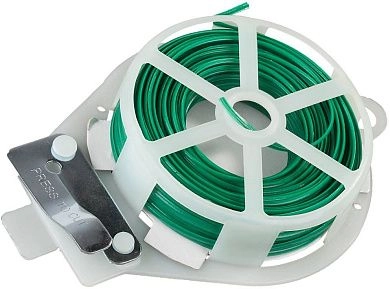 Проволока подвязочная плоская, RACO 42359-53632C, с покрытием ПВХ и диспенсером, в пластиковой обойм