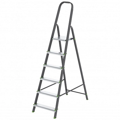 Лестница-стремянка стальн., 6 ступ, алюм. ступ, 1210мм, слож.1950х480х112мм, (97956) СИБРТЕХ