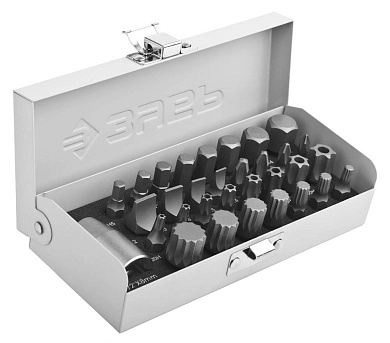 Набор: биты специальные в метал. боксе, PH, SL, HEX, TORX, SPLINE, 32 пр. (2655-H32) ЗУБР