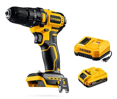 Дрель-шуруповерт ударная бесщеточная 20 В, 45Нм, 1 АКБ LMS 2Ач (CBS-45-21) STEHER