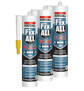 Клей герметик гибридный Fix All Flexi 290 мл белый туба (117383) упаковка 3 шт. SOUDAL