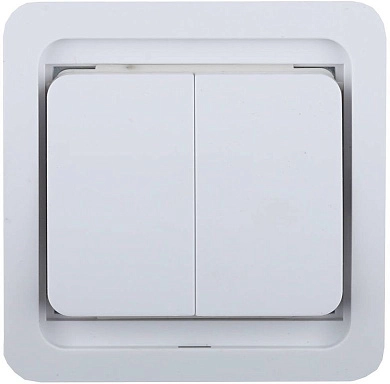 Выключатель "ГАММА" двухклавишный, без подсветки, цвет белый, 10А/~250В (SV-54134-W) СВЕТОЗАР