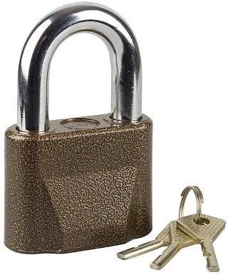 Замок ЗУБР "МАСТЕР" навесной, общего применения, дисковый механизм секрета, ключ 7 "пинов", дужка d-