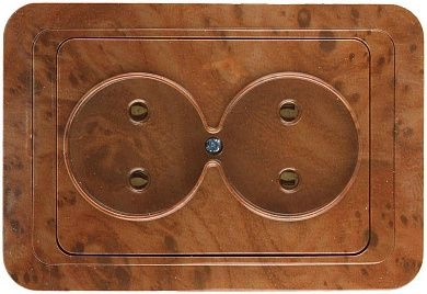 Розетка "ГАММА" без заземления, двойная, цвет орех, 16А/~250В (SV-54102-N) СВЕТОЗАР