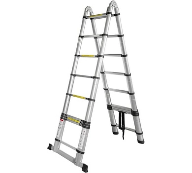 Лестница-стремянка алюминевая телескоп. двухсекцион. (2.8 м, 9 ступенек, 150 кг) (F-UP280-M) FORSAGE